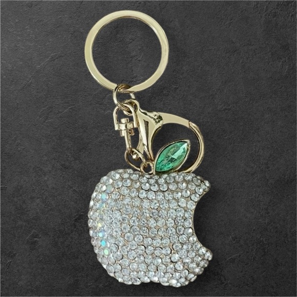 Accessories - White Rhinestone “apple” Keychain / Bag Charm
